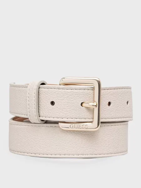Шкіряний ремінь Guess бежевий