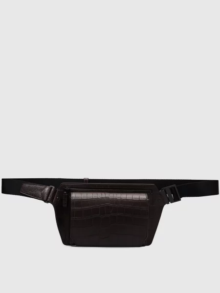 Поясна сумка зі шкіри крокодила Cashmere&whiskey коричнева