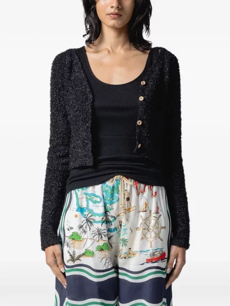 Decupat bouclé cardigan Muller Of Yoshiokubo negru