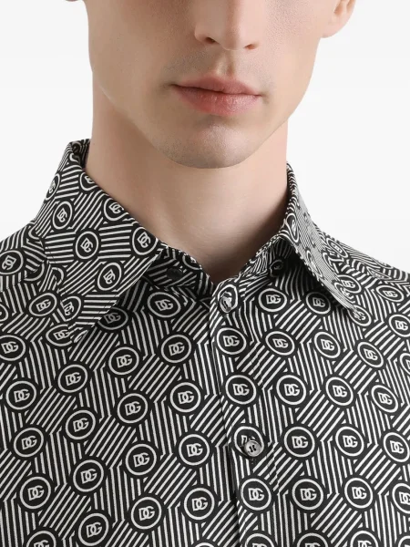 Cămașă Dolce & Gabbana cu imagine cu imprimeu geometric negru