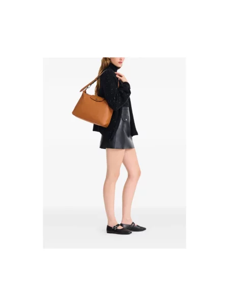 Torebka hobo Longchamp skórzana brązowa