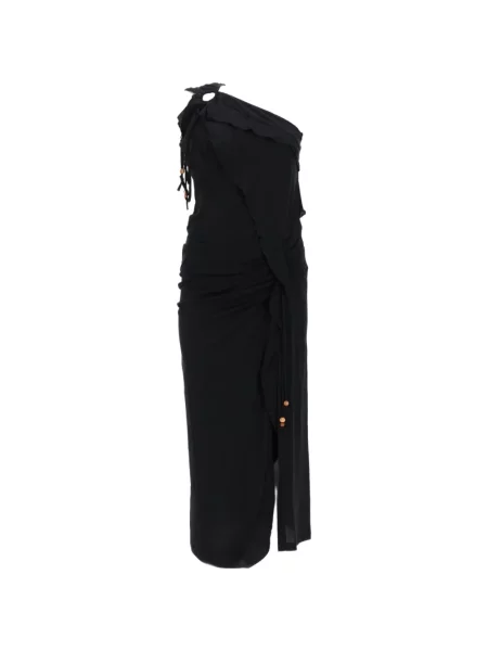 Rochie midi Isabel Marant cu volane cu un umăr gol negru