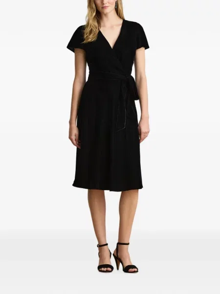 Rochie midi Lauren Ralph Lauren de catifea plic negru