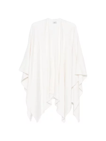 Poncho Fendi cu franjuri din jacard alb