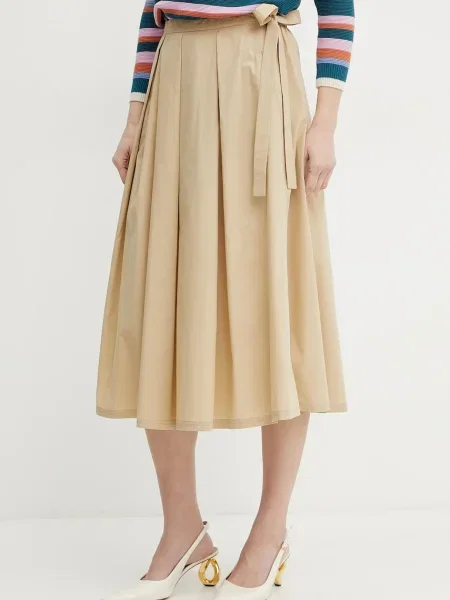 Fustă midi Weekend Max Mara până la genunchi bej