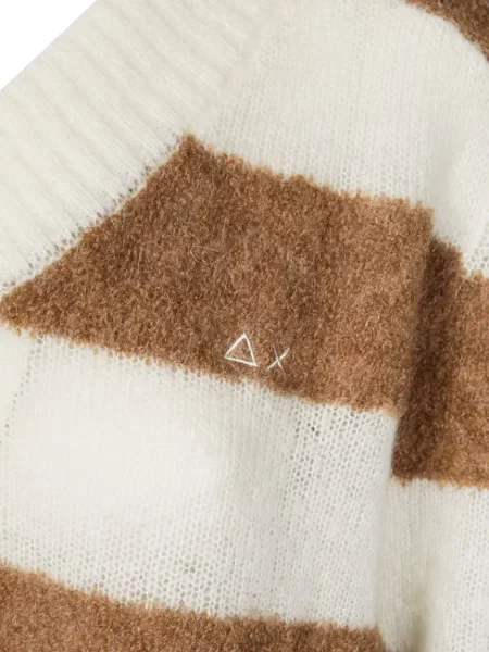 Pulover Sun68 cu dungi cu decolteu în V alb