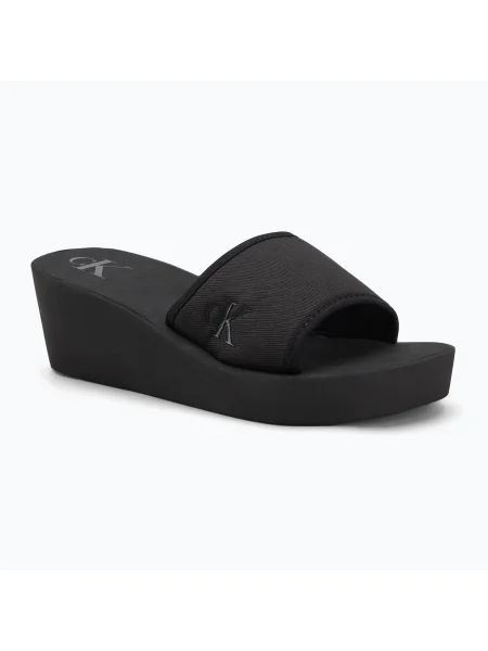 Calvin Klein Jeans papucs BEACH WEDGE SLIDE CANVAS éksarkú fekete