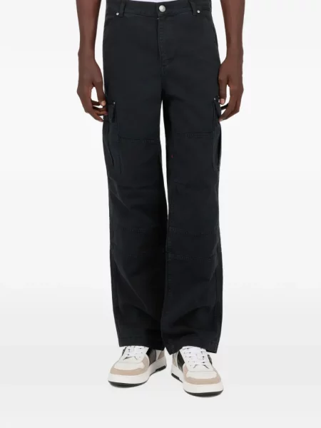 Pantaloni cargo Roberto Cavalli cu autograf negru