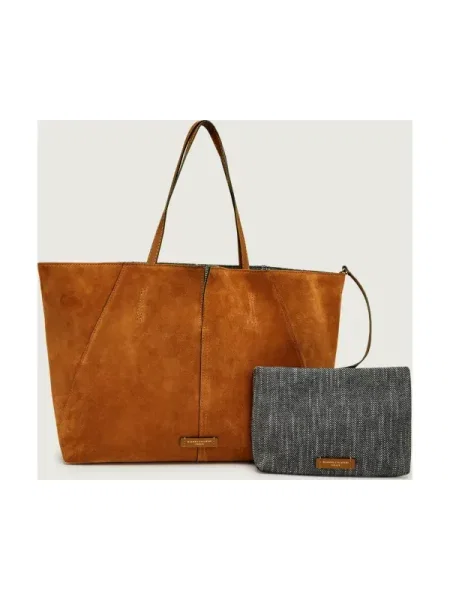 GIANNI CHIARINI De blugi geantă shopper + borsetă MAYA | piele întoarsă maro