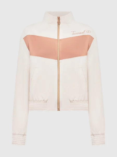 Спортивна куртка з принтом логотипа Twinset бежева