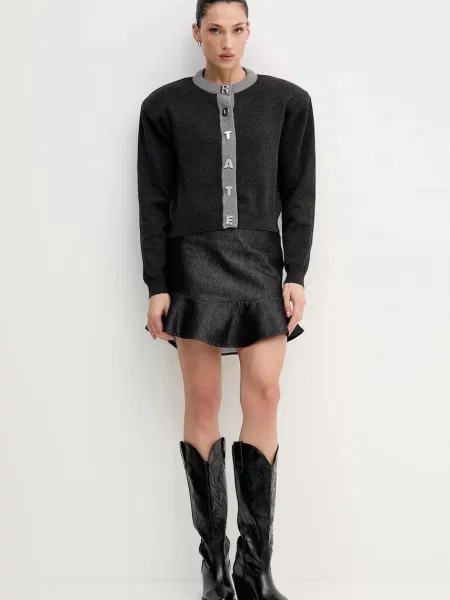 Rotate cardigan din amestec de lână light gri