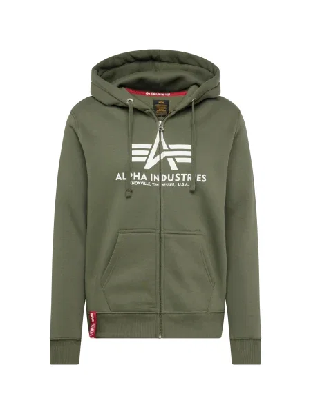 ALPHA INDUSTRIES Gornji dio trenirke tamno zelena bijela