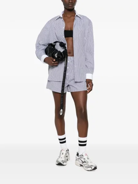 Pantaloni scurți Sporty & Rich cu broderie cu dungi alb