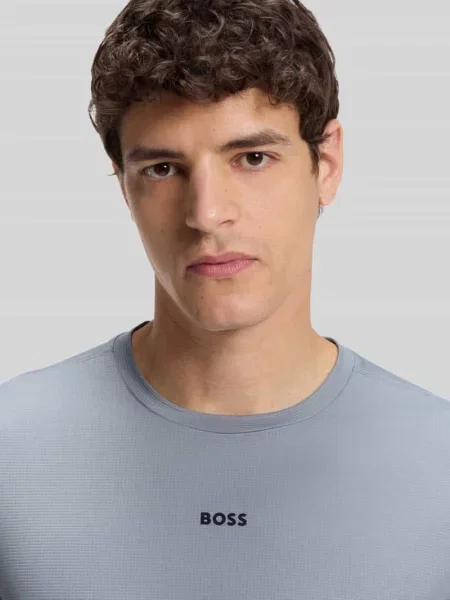 T-shirt sportowy krój slim fit z nadruk z logo model TS_Active' Boss Green