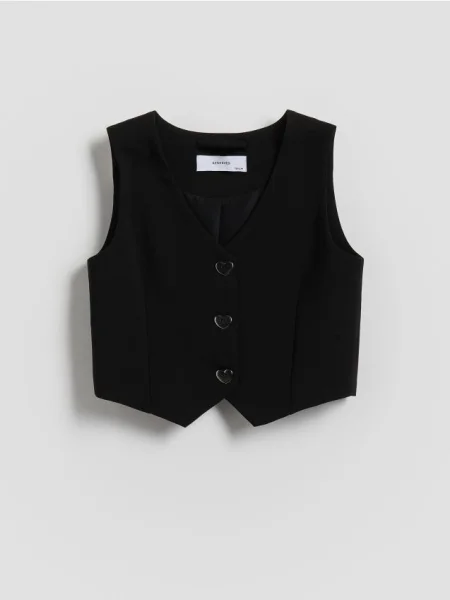 Reserved Kamizelka z ozdobnymi czarny