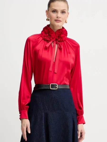 Копринена блуза Luisa Spagnoli червено