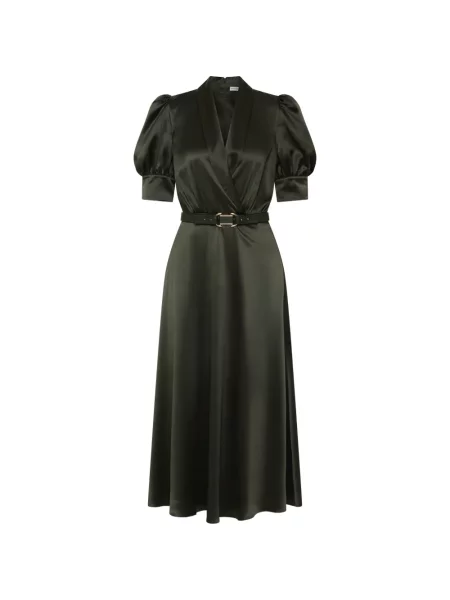 Cu centură rochie midi Rebecca Vallance de mătase verde