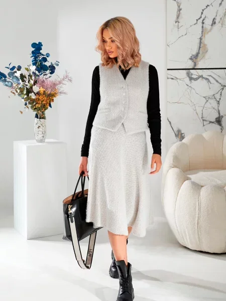 Спідниця міді LadyLike вовна/віскоза бежевий