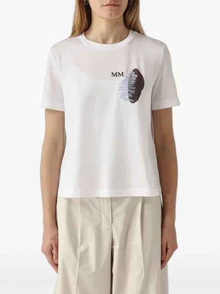 Scurt tricou Max Mara cu imagine alb