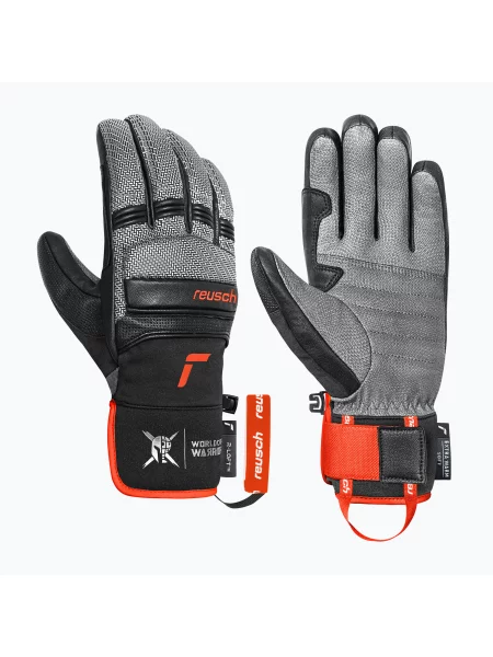 Мъжки скиорски ръкавици Reusch Alpine Master black/silver/fluo red черно