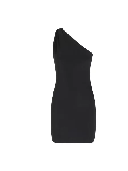 Mała sukienka mini Norma Kamali na jednym ramieniu garniturowa czarna