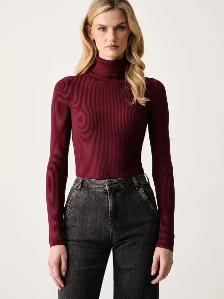 United Colors of Benetton pulover cu guler înalt pentru femei cu amestec de lână