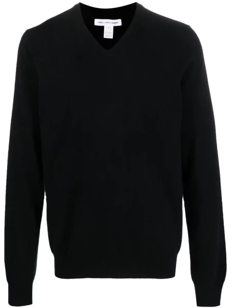 Pulover Comme Des Garçons Shirt tricotate cu decolteu în V negru
