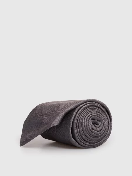 Краватка із шовку у візерунок Brunello Cucinelli сіра