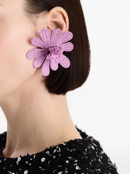 Cercei Oscar De La Renta cu model floral violet