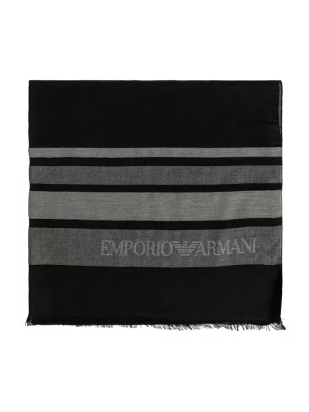 Szal Emporio Armani z logo czarna