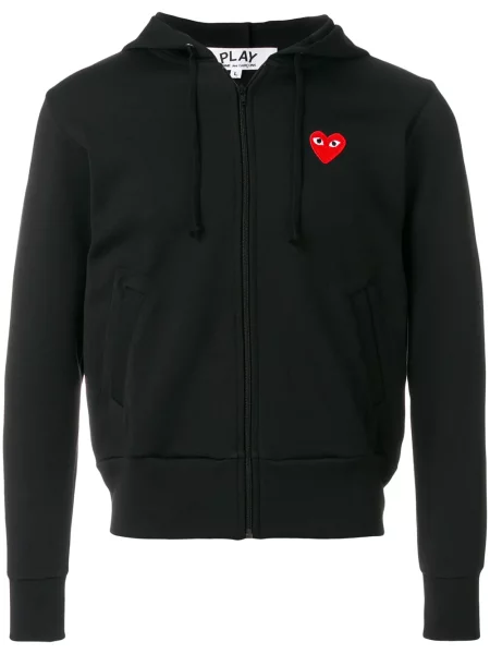 Geacă bomber Comme Des Garcons Play cu glugă negru