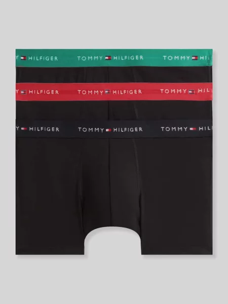 Spodnie z paskiem z logo w zestaw 3 szt. Tommy Hilfiger czarne
