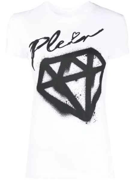 Tricou Philipp Plein cu decolteu rotund alb