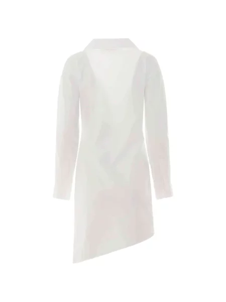 Rochie tip cămașă Off-white asimetrică drapată alb