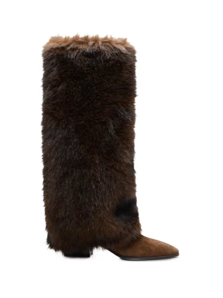 Botine Casadei cu blană maro
