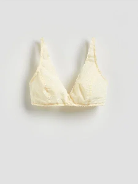 Reserved Бюстгальтер без кісточок із вишивкою світло-жовтий жовтий