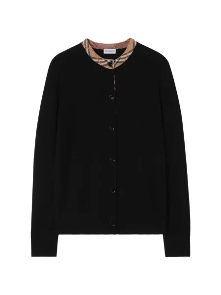 Cardigan Burberry de lână în carouri negru