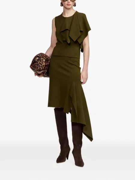 Top Essentiel Antwerp cu volane asimetric verde