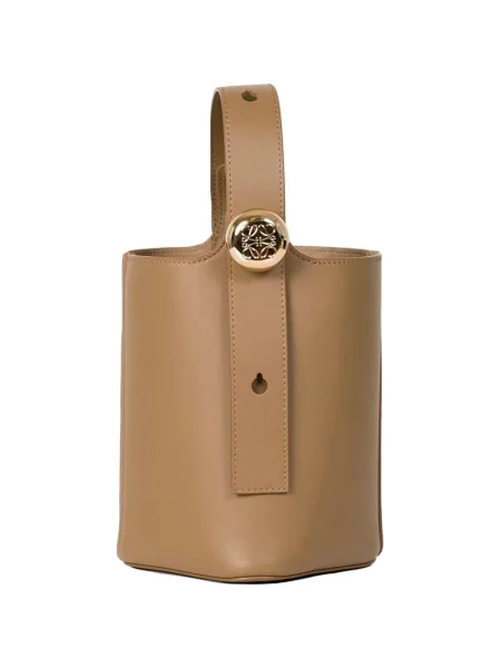 Kožna mini torbica bucket Loewe smeđa