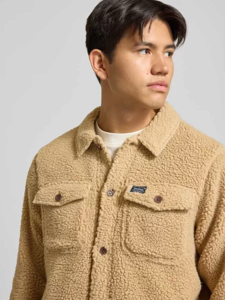 Koszulka-kurtka z polaru o kroju regular fit Superdry beżowa