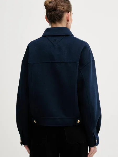 Kabát s příměsí vlny Tommy Hilfiger tmavomodrá