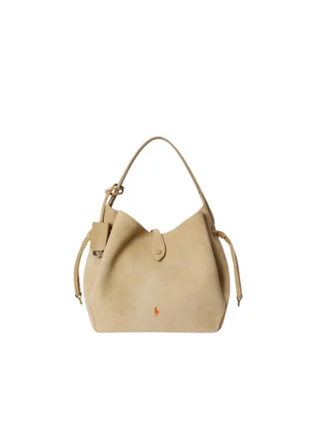 Torebka skórzana Polo Ralph Lauren beżowa