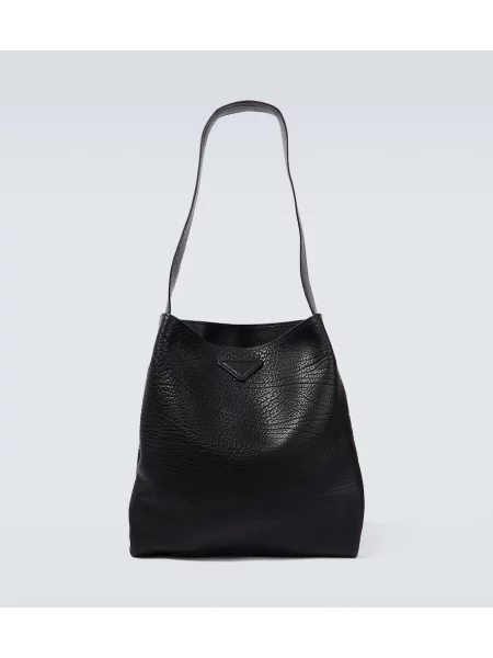 Usnjena torba Prada črna