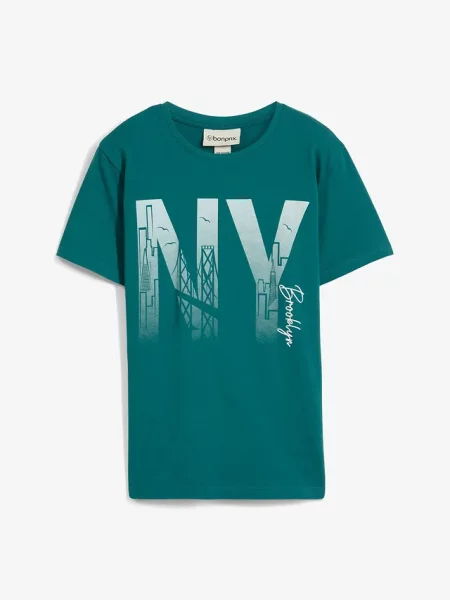 T-shirt z czystej bawełny organicznej niebieska