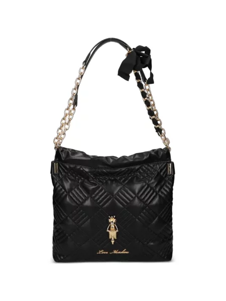 Pántos steppelt nyaklánc Love Moschino fekete