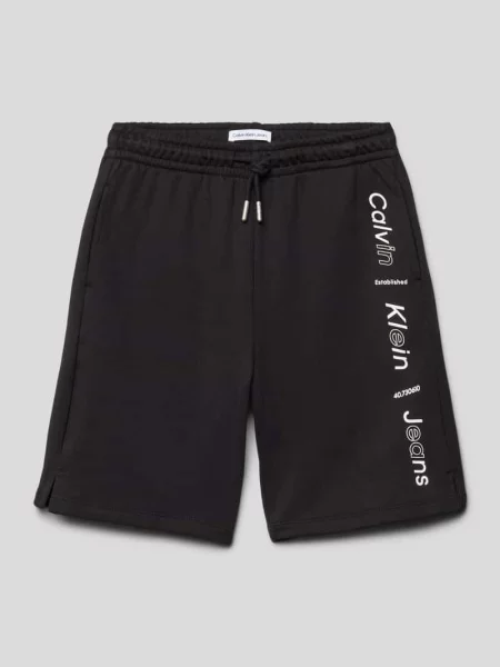 Bermudy o kroju relaxed fit z nadrukiem z logo model ‘MAXI’ Calvin Klein Jeans czarne