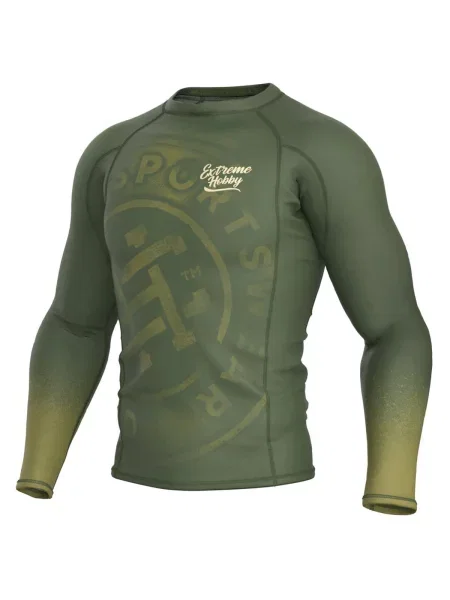 Koszulka sportowa Rashguard do MMA EXTREME HOBBY BADGE zielona