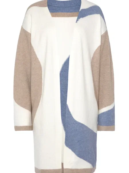 LASCANA Geacă tricotată / crem / albastru bej