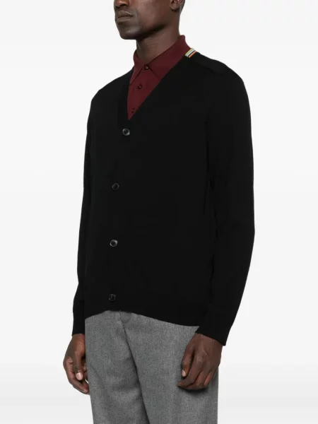 Cardigan Paul Smith de lână cu dungi negru