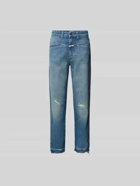 Jeansy o kroju straight fit z efektem znoszenia Closed niebieskie